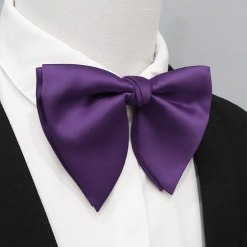 Image of Mens Bow Tie Pre Tied Oversized Bow Ties for Men Satin Bowties for Tuxedo Wedding Party Banquet