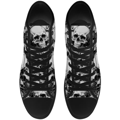Skull Shoes for Men Women Gothic Skull High Top Canvas Sneakers Lace Up Casual Walking Shoes Gifts for Mama Papa4