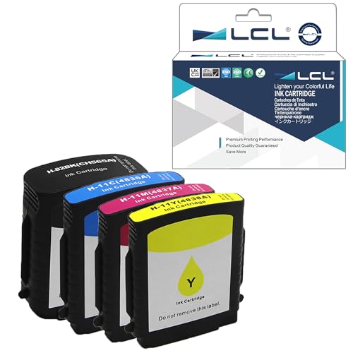 LCL Cartucho de Tinta Compatible 82 11 CH565A C4836A C4837A C4838A Reemplazo para HP Designjet 111 Printer Series (Negro Cian Magenta Amarillo)