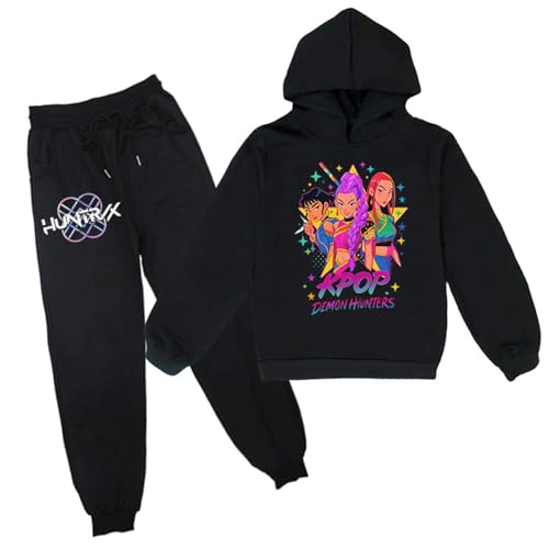 Girls Tracksuit Set Pop Singer Music Adventure Hooded and Pant Fashion 2 Pieces Long Sleeve Pullover Jogging Pants Set