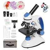 Microscope for Kids stedunts, 40X-2000X Magnification, 3 eyepieces LED Light with Microscope Slides, Phone Adapter,Kit for Home School
