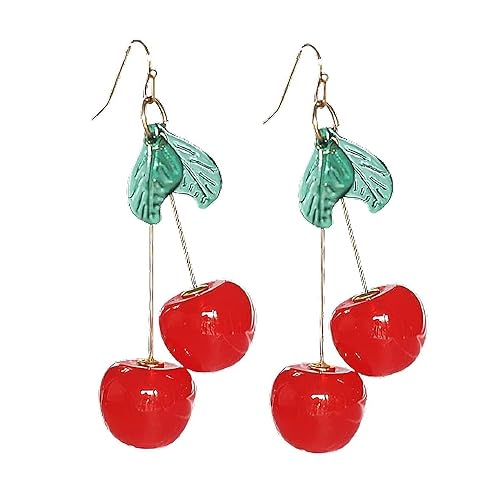 3D Cherry Dangle Earrings vivid Fruit Sweet Jewelry for Women