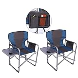 CAMPMAX Oversized Camping Chairs for Adults 2 Pack, Sturdy Heavy Duty Folding Director Chair with...