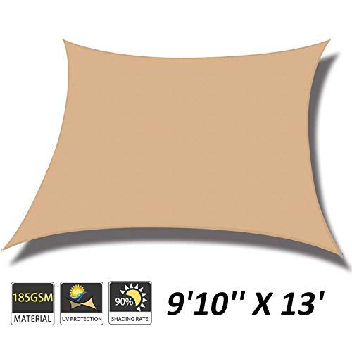 Cool Area 9'10'' x 13' Rectangle Sun Shade Sail for Patio Garden Outdoor