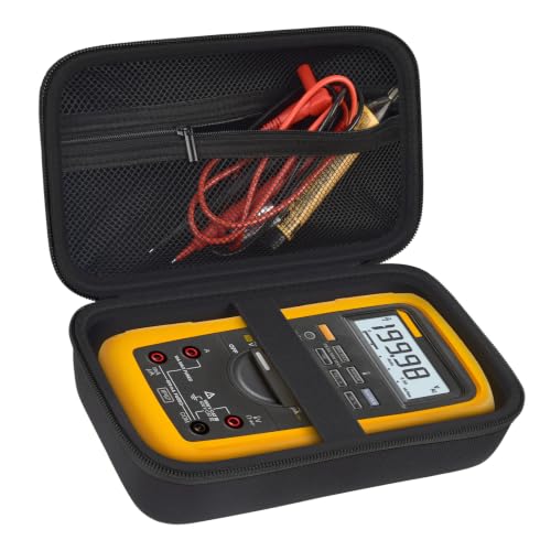 Image of Comecase Hard Multimeter Case for Fluke 87V MAX 87V 88V 179 with Holster | Divider & Zippered Mesh Storage for Test Leads, Probes, Workshop and Field Use, Full Black, Case Only