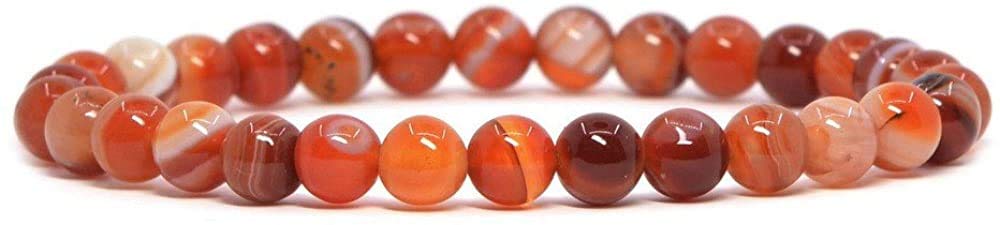 AngelstonesGem Semi Precious Gemstone 6mm Round Beads Stretch Bracelet 6.5" Unisex