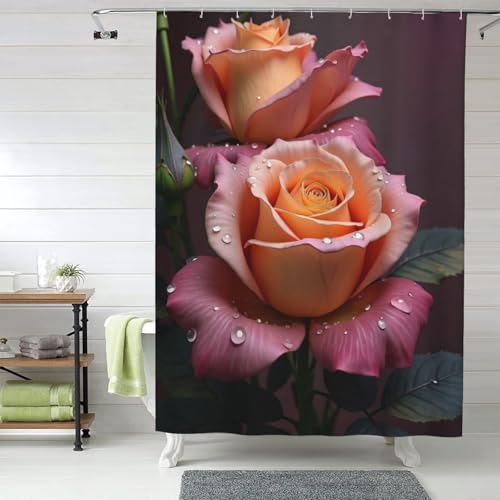 Rideau de douche rose vif pour salle de bain moderne et colorée