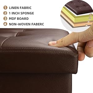 Ottoman Storage Ottoman Collapsible Ottoman with Storage Foot Rest Small Ottoman Foot Stools Brown L17W13H13inches