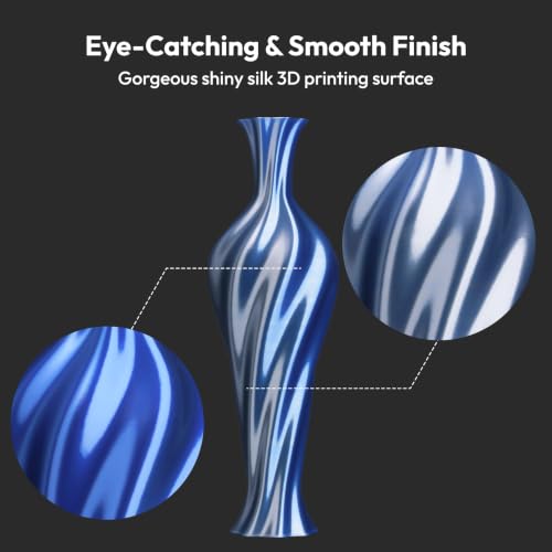 Image of AMOLEN Silk PLA 3D Printer Filament, Dual Color Blue Silver PLA 1.75mm, Shiny Color Change Filament 3D Printing PLA Filament for Most FDM 3D Printer, 1kg Spool(2.2lbs)