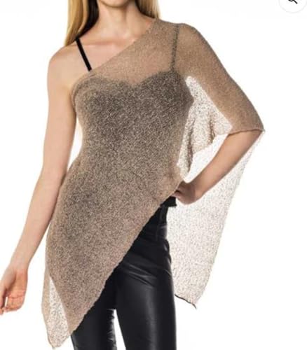 Womens Lightweight Sheer Poncho Shrug Knit Bolero Pullover Asymmetric Mesh Shawl Y2k Going Out Travel Cover Up