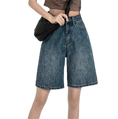 Short en denim longueur genou femme taille haute pour effacer les rondeurs