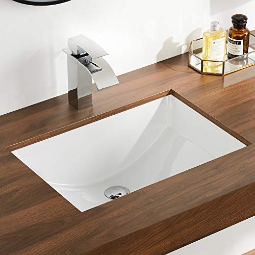 DeerValley 21'' x 15'' Rectangular Undermount Bathroom Sink White Ceramic