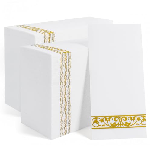 Goldclean 200 Pack Disposable Paper Napkins, Premium Quality 2-Ply Bathroom Guest Towels, Soft Absorbent Dinner Napkins for Dinners, Kitchen, Parties, Weddings, Christmas Party (Gold) Goldclean 200 Pack Disposable Paper Napkins, Premium Quality 2-Ply Bathroom Guest Towels, Soft Absorbent Dinner Napkins for Dinners, Kitchen, Parties, Weddings, Christmas Party (Gold)