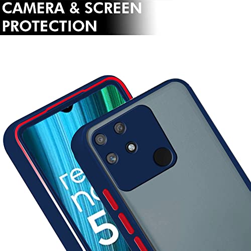 Image of TheGiftKart Translucent Hybrid Realme Narzo 50A Back Case Cover | Smoked Matte Back | 360 Degree Protection | Protective Hard Back Case Cover for Realme Narzo 50A (PC & TPU | Blue Bumper)