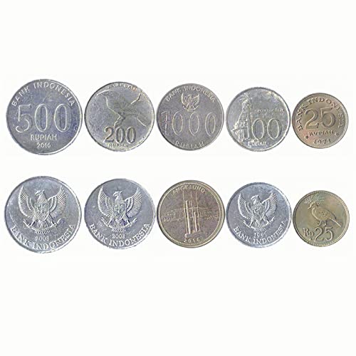 Indonesien 5 gemischte Münzen | 100 Rupien bis 1000 Rupiah | Indonesische Währung seit 1965