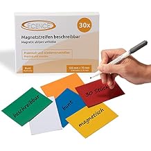 ECENCE Dry Erase Magnetic Labels 30pcs Reusable Magnetic Name Tags 3.94"x2.76" Writable Magnetic Sticker Notes for Whiteboard Refrigerator Locker Classroom Multicolor