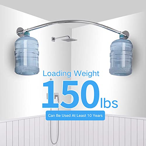 Corner Shower Curtain Rod, Size 60"x60", Stainless Steel SUS304, Silver Color, L Shaped Shower Curtain Rod, No Drill by Protalwell - Image 5