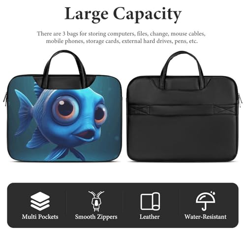 Cute Blue Fish Laptop Shoulder Bag 17 Inch miniatura 4