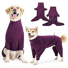 Dog Sweater Coat Winter Clothes for Small Medium Large Pets, High Collar Warm Full Body Dog Pajamas Recovery Suit Onesie Jumpsuit Comfort Windproof Shirts with Leash Hole