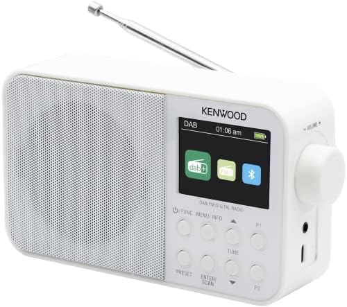 Kenwood CR-M30DAB-W - przenośne radio DAB+ z Bluetooth, wbudowanym akumulatorem i kolorowym wyświetlaczem 6,1 cm, białe