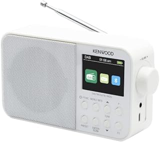 Kenwood CR-M30DAB-W - przenośne radio DAB+ z Bluetooth, wbudowanym akumulatorem i kolorowym wyświetlaczem 6,1 cm, białe