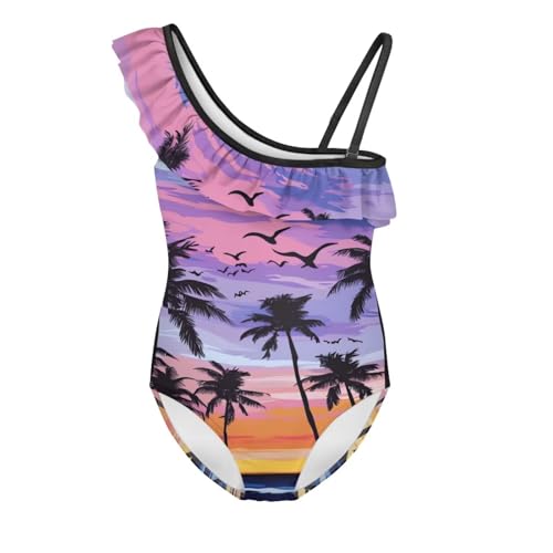 Image of Girls Swimsuit One Piece Ruffle Swimsuit Non-Slip Straps UPF 50+ for Girls Size 3-14 Years