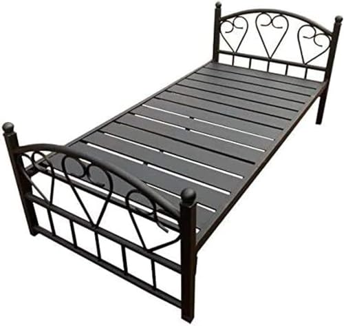 Furniture4Us Heavy Duty Single Metal Steel Bed with Medicated Mattress Dimension 90x190 CM Black F4US-LK3