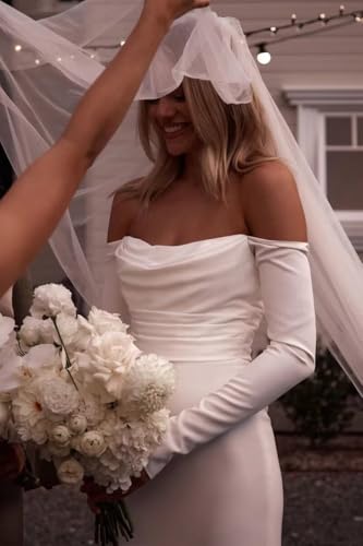 Mermaid Wedding Dresses for Bride Boho Long Sleeve Lace Off Shoulder Beach Bridal Dress for Bride with Train4