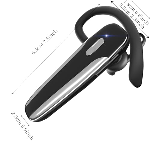 Image of Single Ear Bluetooth Headset V5.3 Single-Ear Earpiece with Wireless Microphone 48H Battery, Bluetooth Earpiece - Handsfree for Driving /Truck Drivers, Compatible with iPhone, Android, Samsung