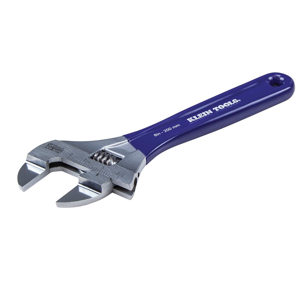 KLEIN TOOLS D86936 Adjustable Wrench, Forged with Slimmer Jaw and a High Polish Chrome Finish, 8-inch, Blue - Image 3