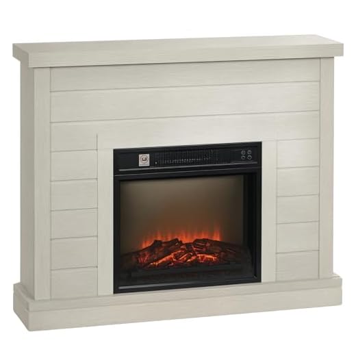 HOMCOM Chimenea Eléctrica 1800W Chimenea Decorativa con Efecto de Llama Mando a Distancia Temporizador Semanal Protección contra Sobrecalentamiento para Sala 30 m² Madera Clara