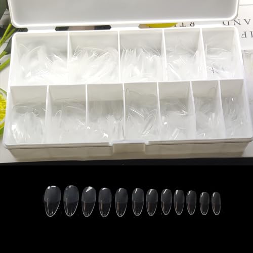 Gel Nail Tips Easy Nail Extension 600Pcs Pre shaped Medium Almond Half Matte Nail Tips Press on Gelly Tips Full Cover False Nails for Gel Art Polish Soak off Nail Extensions Acrylic Nails - Image 7