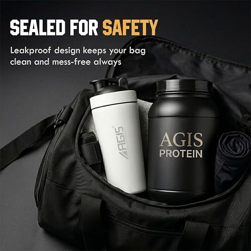 Image of AGIS Steel Shaker Stainless Steel 700ml Leakproof Shaker Bottle with Measurement Marking, Perfect for Fitness Enthusiast & Athletes, Ideal for Mixing Protein Shakes & Pre-Workout Formula (White)
