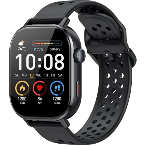 Jugeman Orologio Smartwatch GPS Uomo Donna, 2.06 AMOLED 5ATM Smartwatch con Chiamate, 110+Modalità Smart Watch con Contapassi/Sonno/Cardiofrequenzimetro, Sportivo Fitness Tracker per iOS Androd Nero