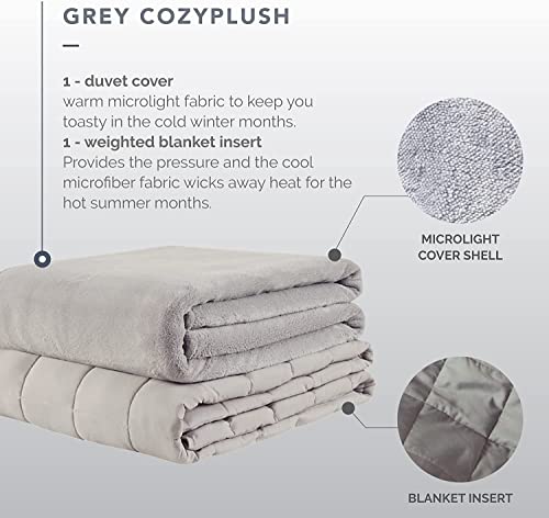Degrees of Comfort Weighted Blanket 20 lbs Queen Size, Heavy Blankets for Adult, 1 x Cozy Heat Warm Minky Plush Washable Removable Covers Included, Heating & Cooling,Micro Glass Beads, 60x80 Grey - Thumbnail 4