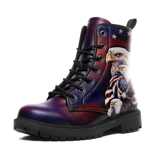 Patriotic Combat Boots for Men Women, Tactical Leather Waterproof Army Work Boot, Stylish Casual Boots for All Seasons