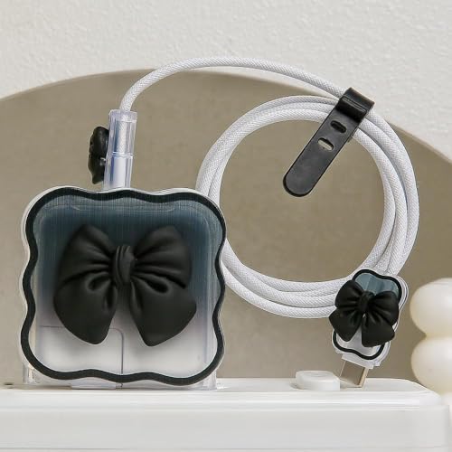 Image of FACTOTECH Case for MacBook & iPad Charger, 29w 30w 35w Charger Case, Travel Cord Organizer, Accessories (for Apple 29w 30w 35w Adapter)-Black Bow