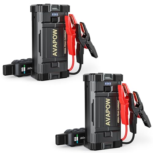 AVAPOW 1 Pcs 3000A (Gas 8L, Diesel 8L) & 1 Pcs 4000A (Gas All, Diesel 10L) Battery Jumper Starter Portable