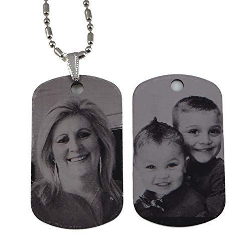 LazrArt Personalized Custom Engraved Double Photo Tag Pendant