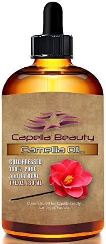 Camellia Oil for Skin, Body, Hair and nails, Cold pressed, Premium. Natural Moisturizer rich in antioxidants, penetrates deep, absorbs quick, additive free, refined and stable, by Capella Beauty