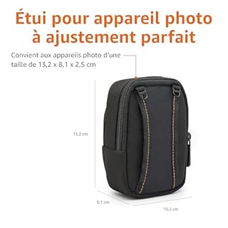 Amazon Basics Étui pour Appareil Photo Numérique Compact Grand avec Rembourrage Interne pour Appareils de 13,2 x 8,1 x 2,5 cm, Noir, Uni, Petit