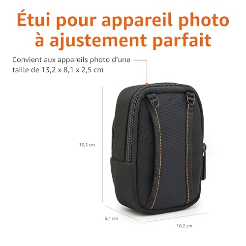 Amazon Basics Étui pour Appareil Photo Numérique Compact Grand avec Rembourrage Interne pour Appareils de 13,2 x 8,1 x 2,5 cm, Noir, Uni, Petit – vue 3