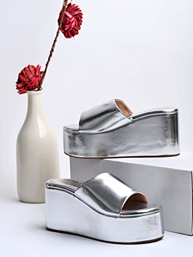 Image of Shoetopia girls Little Silver Wedge Sandal - 6 UK (Girls-Little-Silver)