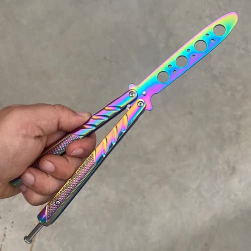 Faca Butterfly Manobras Luxuoso Qualidade Superior Sem Fio Treino Raibown Titanium Inox