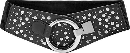 Blackbutterfly Wide Elastic Stretch Retro Metal Interlock Buckle Belt (Black, Us 2-4) #TOP3