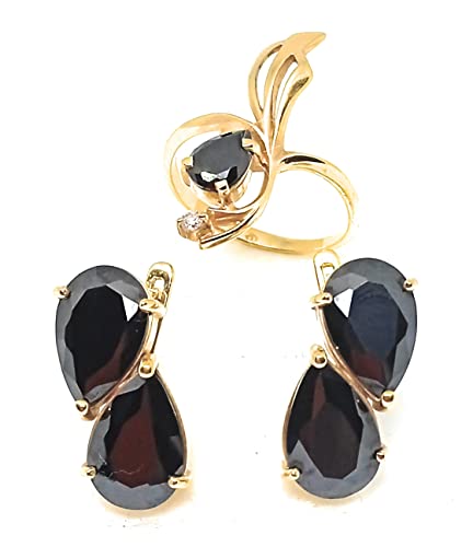 Juego de joyas Cristy de oro y ágata negra, el regalo perfecto para madre, esposa o hija