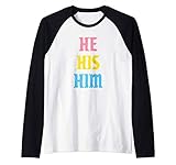Photo Gallery he his him pronomi lgbtqia pansexual pride flag maglia con maniche raglan