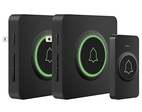 Wireless Doorbell, AVANTEK DB-12 Waterproof Door Chime Kit Operating at Over 1300 Feet with 2 Plug-In Receivers, 52 Melodies, 5 Volume Levels, CD Quality Sound and LED Flash