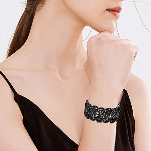 EVER FAITH Women's Austrian Crystal Costume Teardrop 8-Shaped Knot Elastic Stretch Bracelet2