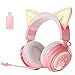 SOMIC Wireless Gaming Headset,2.4G Gaming Kopfhörer Stereo-Sound mit verstellbarem Mikrofon,RGB und Lautstärkeregler Over-Ear-Kopfhörer Rosa PC/MAC/PS4/PS5/Laptop